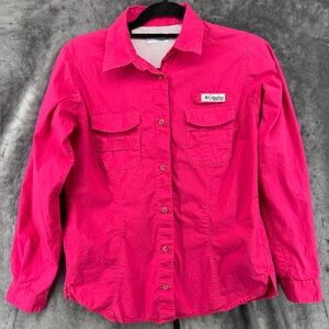 Columbia PFG Long Sleeve Button Fishing Shirt Omni Shade Hot Pink Magenta Medium